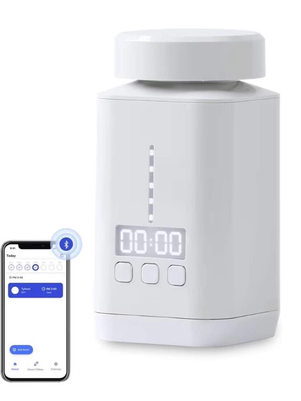 Smart Pill Bottle Bluetooth Pill Organizer Travel ADHD Reminder Medication Meds